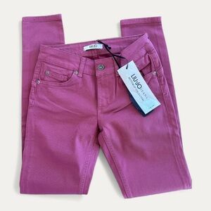 LIU JO Italian denim from Milan Bottom Up Jeans in a Berry Rose color.